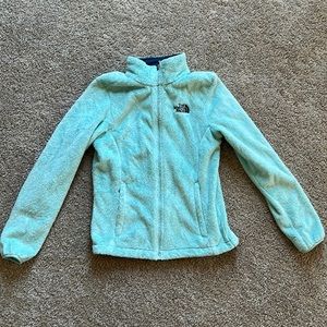 Icy blue north face fuzzy women’s small
